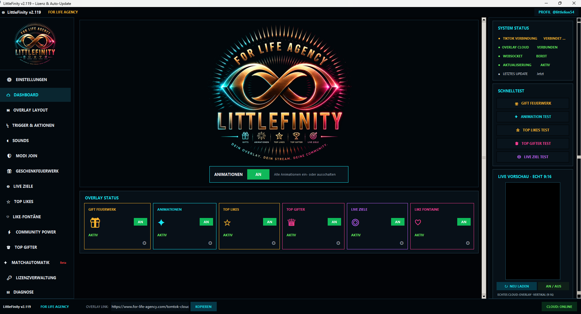 LittleFinity Software Dashboard